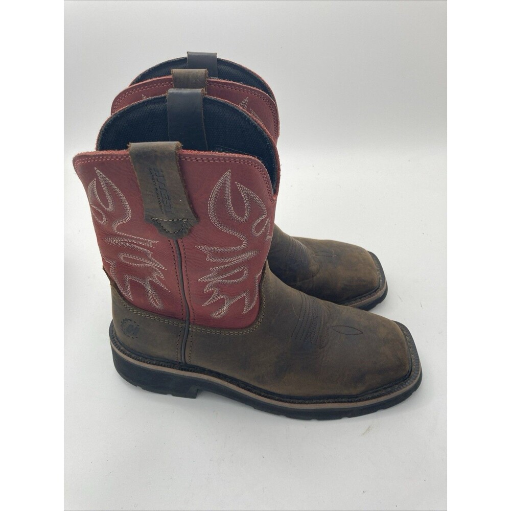 Hytest Women's US Size 6.5 Safety Steel Toe Brown/Red Cowgirl Work Boots K17122 - Picture 2 of 5